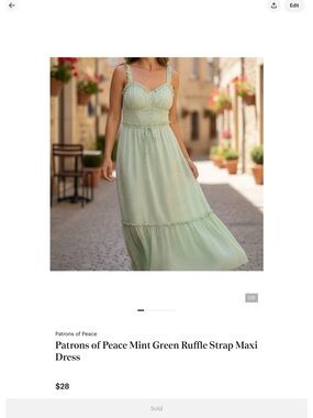 Patrons of Peace Mint Green Ruffle Strap Maxi Dress